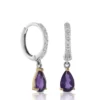 Rose Gold Two-Tone Pear-Shaped Amethyst & Diamond Earrings 14K