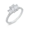 Bella Ponte 3-Stone Emerald Cut Diamond Engagement Ring 14K