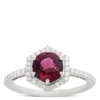 Purple Garnet And Round Diamond Ring, 14K White Gold