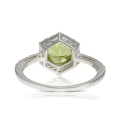 Peridot & Hexagon Diamond Halo Ring 14K -Cheap Glisterra Store 12001376 03 scaled