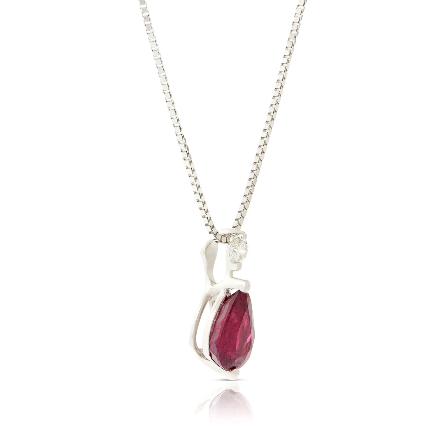 Pear Ruby & Diamond Necklace 14K 4 Pear Ruby & Diamond Necklace 14K - Image 2