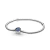 Pandora Moments Sparkling Blue Crystal Disc Clasp Snake Chain Bracelet -Cheap Glisterra Store 12032009 01
