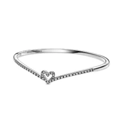 Pandora Sparkling Wishbone Heart CZ Bangle