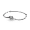 Pandora Disney Mickey Mouse Heart Clasp Snake Chain CZ Bracelet