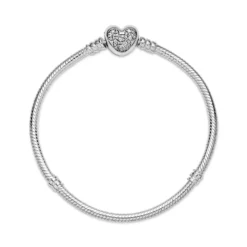 Pandora Disney Mickey Mouse Heart Clasp Snake Chain CZ Bracelet -Cheap Glisterra Store 12032702 04