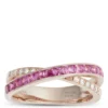 Pink Sapphire & Diamond Crossover Ring, 14K Rose Gold