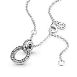 Pandora Double Circle CZ Pendant & Necklace -Cheap Glisterra Store 12091344 04