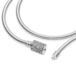 Pandora Moments Double Wrap CZ Barrel Clasp Snake Chain Bracelet -Cheap Glisterra Store 12095527 04