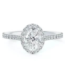 De Beers Forevermark Oval Diamond Halo Engagement Ring 18K