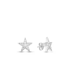 Roberto Coin Diamond Star Stud Earrings 18K White Gold