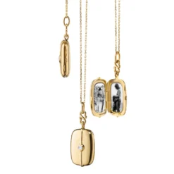 Monica Rich Kosann Slim "SKYE" Locket Necklace With Diamon, 18K Yellow Gold