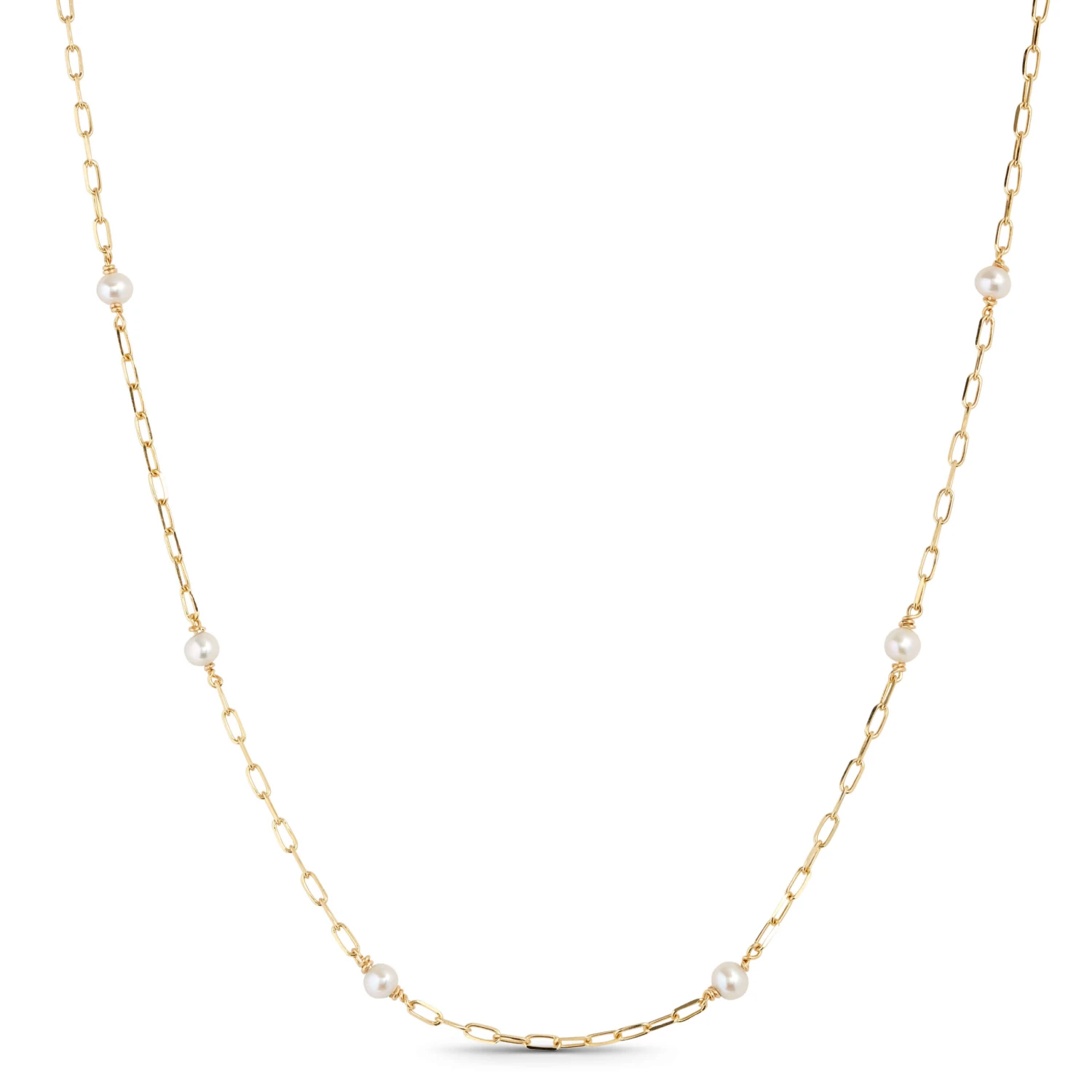 Cultured Freshwater Paperclip Pearl Necklace 14K, 18" 3 Cultured Freshwater Paperclip Pearl Necklace 14K, 18"