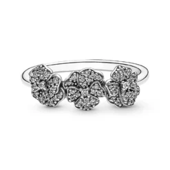 Pandora Triple Pansy Flower Enamel & CZ Ring -Cheap Glisterra Store 12159521 03