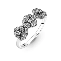 Pandora Triple Pansy Flower Enamel & CZ Ring -Cheap Glisterra Store 12159521 04