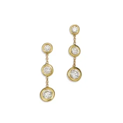 Roberto Coin Diamond Bezel Drop Earrings 18K White Yellow Gold