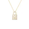 Roberto Coin Tiny Treasures Diamond Lock Necklace 18K Yellow Gold
