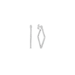 Roberto Coin Perfect Diamond Hoops Collection White Gold Diamonds Earrings 18K White Gold