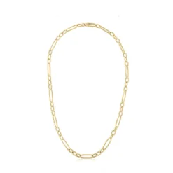 Roberto Coin Alternating Oval Link Necklace In 18K Yellow Gold