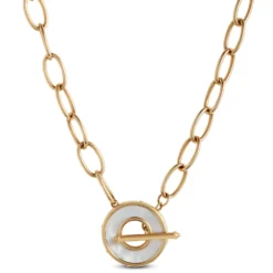 Toscano Oval Link Mother-of-Pearl Toggle Chain, 14K Yellow Gold