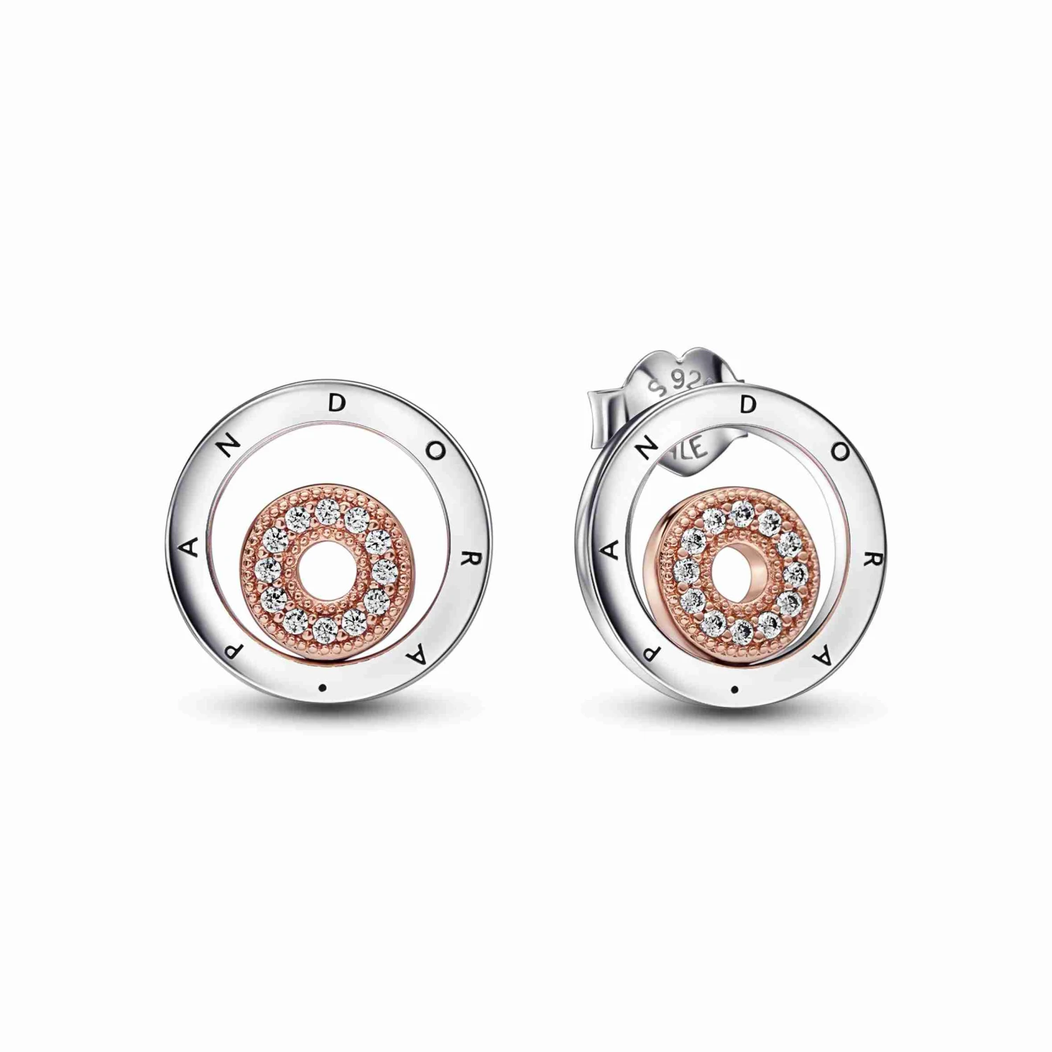 Pandora Signature Two-tone Logo Circles Stud Earrings 3 Pandora Signature Two-tone Logo Circles Stud Earrings