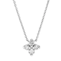 Roberto Coin Love In Verona Small Diamond Flower Necklace In 18K White Gold