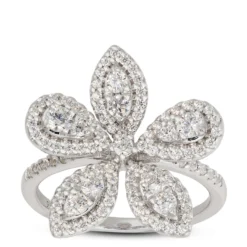 Diamond Flower Band, 14K White Gold