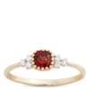 Cushion Cut Garnet And Diamond Ring, 14K Yellow Gold -Cheap Glisterra Store 12204228 01