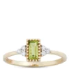 Emerald Cut Peridot And Diamond Ring, 14K Yellow Gold -Cheap Glisterra Store 12204244 01