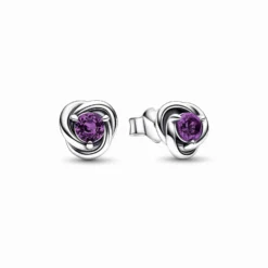 Pandora Purple Eternity Circle Stud Earrings