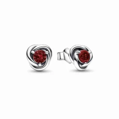 Pandora Red Eternity Circle Stud Earrings