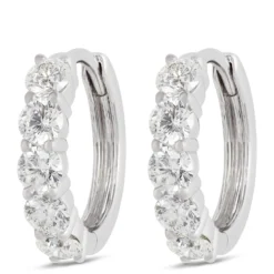 Ben Bridge Signature Diamond Hoop Earrings, Platinum