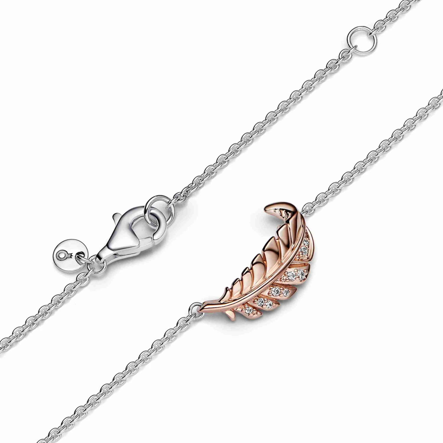Pandora Two-Tone Floating Curved Feather Collier Necklace 5 Pandora Two-Tone Floating Curved Feather Collier Necklace - Image 3