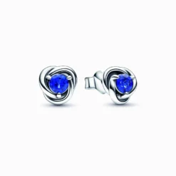 Pandora September Blue Eternity Circle Stud Earrings