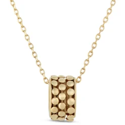 Toscano 3 Row Beaded Sliding Ring Necklace, 14K Yellow Gold