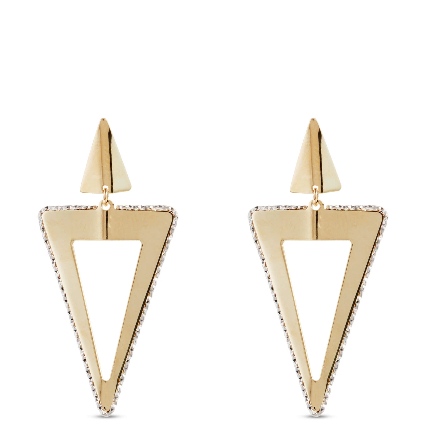 Toscano Open Triangle 2 Tone Earrings, 14K Gold 3 Toscano Open Triangle 2 Tone Earrings, 14K Gold