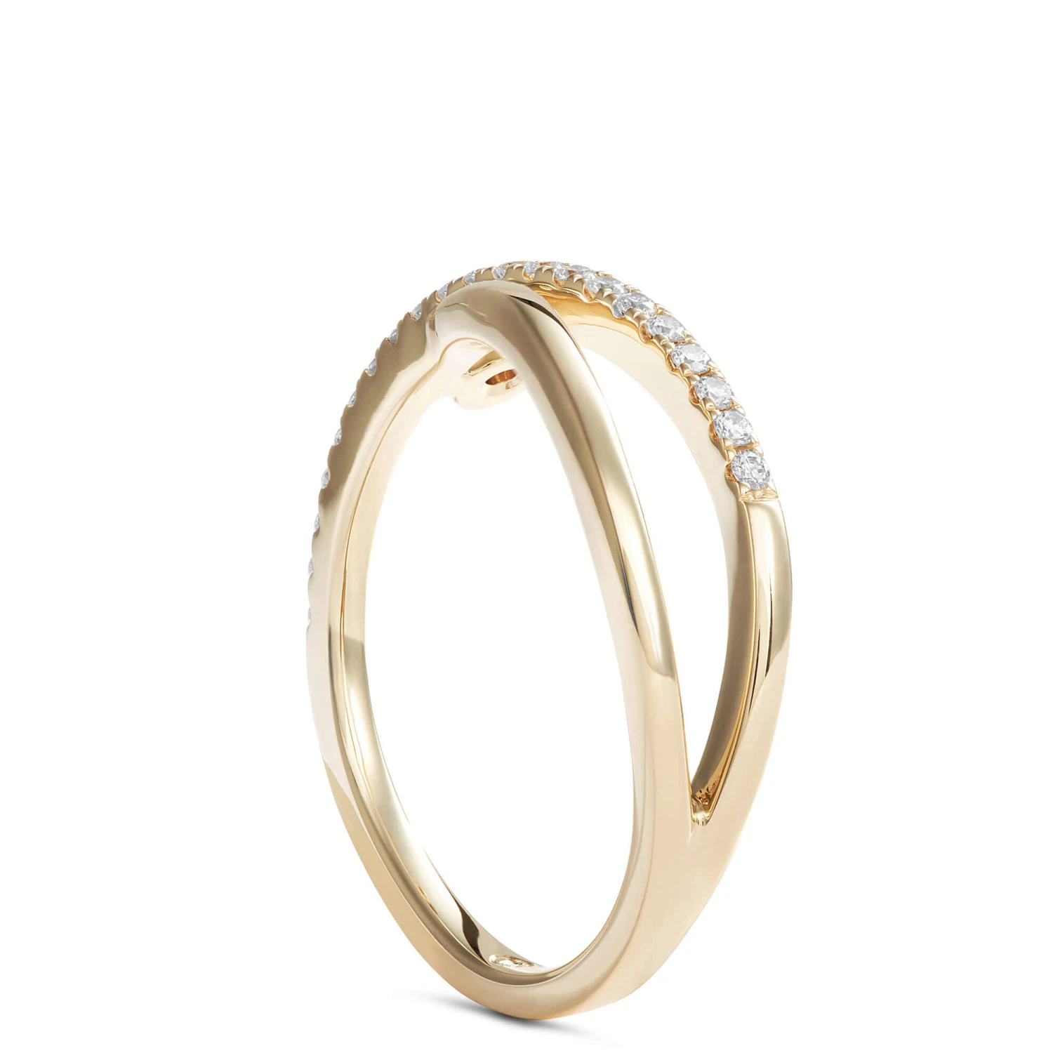 Split Circle Pave And Bezel Set Diamond Ring, 14K Yellow Gold 4 Split Circle Pave And Bezel Set Diamond Ring, 14K Yellow Gold - Image 2