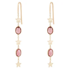 Lisa Bridge Oval Pink Tourmaline Dangle Earrings, 14K Yellow Gold