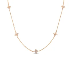 Roberto Coin Love By The Inch 5 Station Flower Necklace, 18K Rose Gold