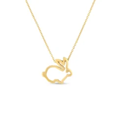 Roberto Coin Tiny Treasures Rabbit Outline Necklace 18K Yellow Gold, 18"