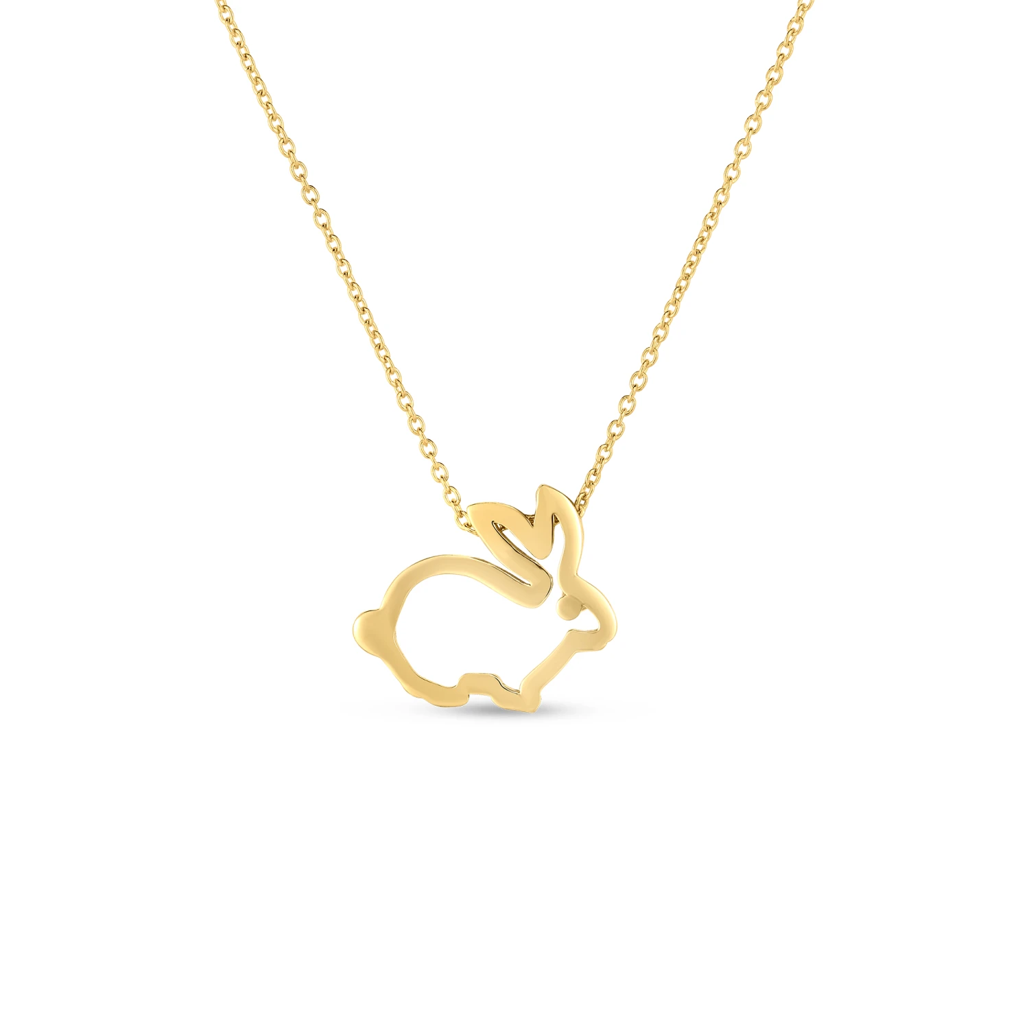 Roberto Coin Tiny Treasures Rabbit Outline Necklace 18K Yellow Gold, 18"