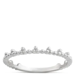 Beaded Anniversary Band With Offset Beads, 14K White Gold
