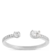Open Center Oval And Round Diamond Ring, 14K White Gold