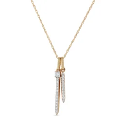 Double Stick Diamond Pendant Necklace, 14K Yellow Gold
