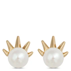 3.5mm Spiky Pearl Studs, 14K Yellow Gold