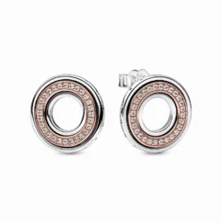 Pandora Signature Two Tone Logo & Pavé Stud Earrings