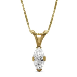 Marquise Diamond Pendant Necklace, 14K Yellow Gold