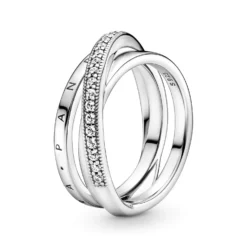 Pandora Crossover Pavé CZ Triple Band Ring