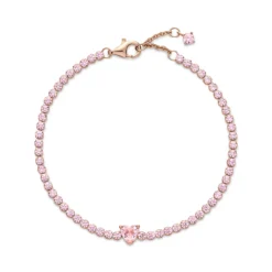 Pandora Sparkling Pavé Pink Heart Crystal Tennis Bracelet -Cheap Glisterra Store PAR580041C01 03