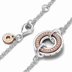 Pandora Signature Two-tone Logo & Pavé Chain Bracelet -Cheap Glisterra Store PAR582741C01 02