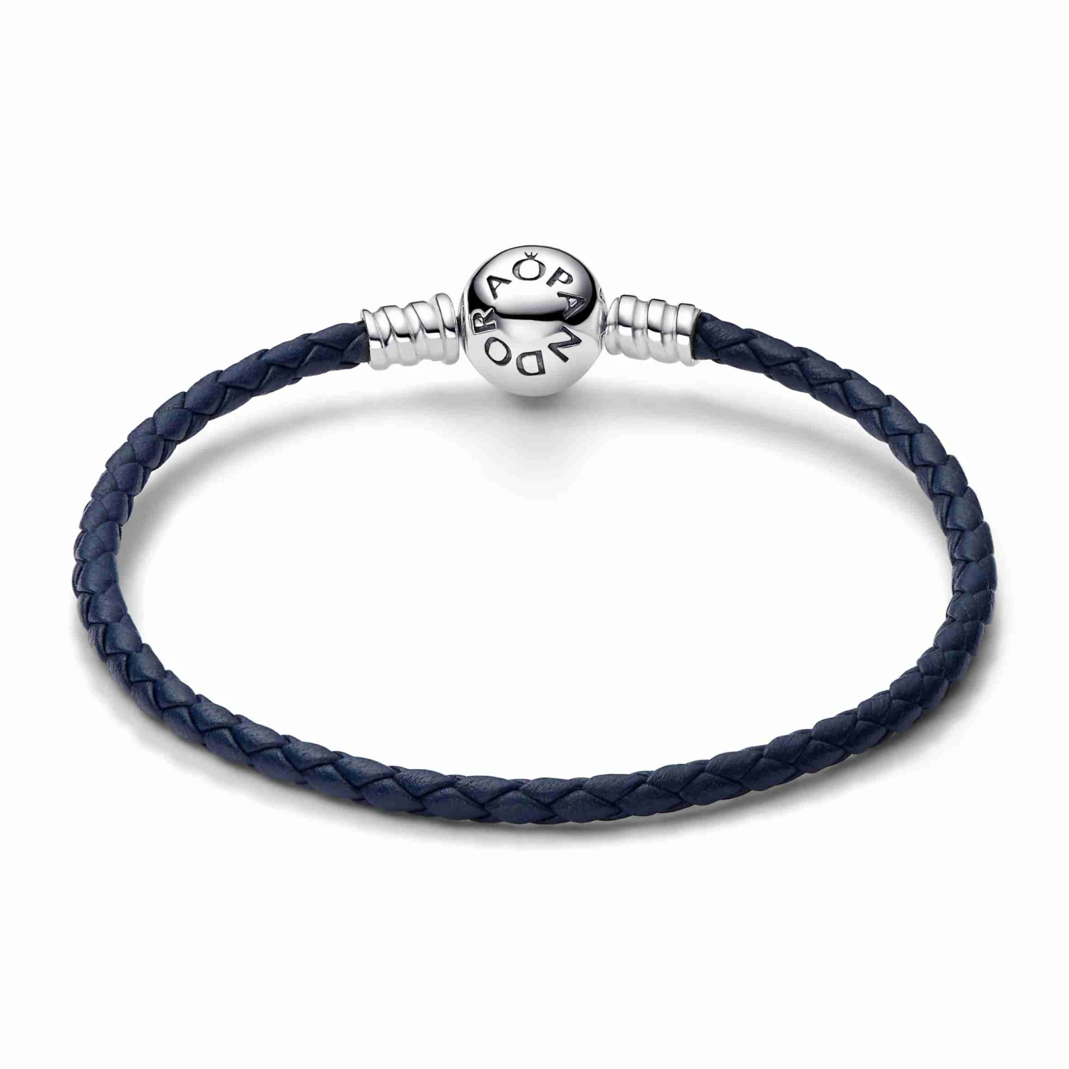 Pandora Moments Round Clasp Blue Braided Leather Bracelet 4 Pandora Moments Round Clasp Blue Braided Leather Bracelet - Image 2